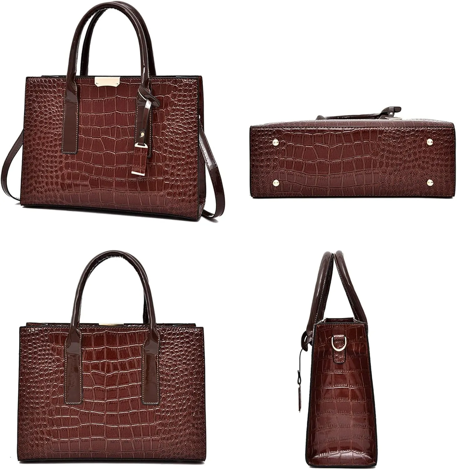Stylish Women's Fashion Handbag Set - Large Tote, Top Handle Satchel, and Crossbody Purse with Clutch