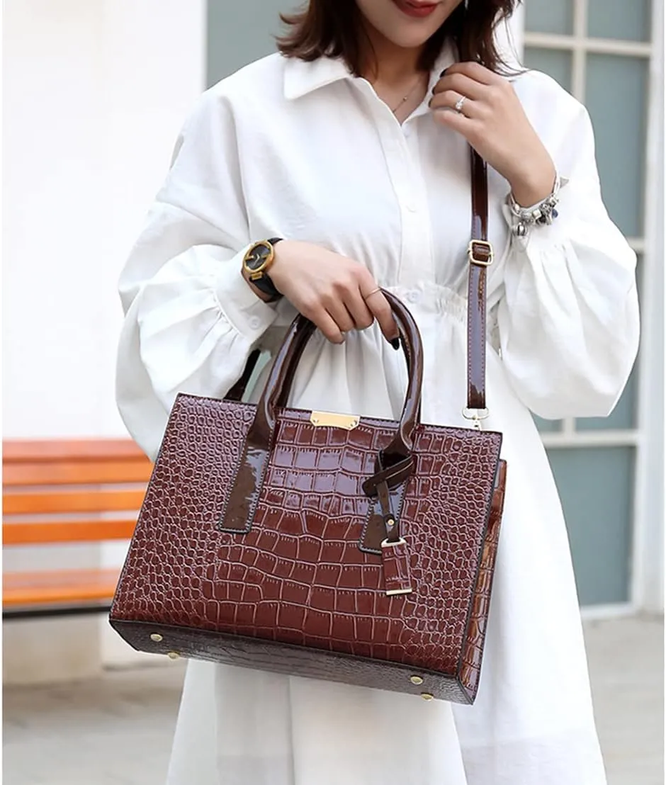 Stylish Women's Fashion Handbag Set - Large Tote, Top Handle Satchel, and Crossbody Purse with Clutch