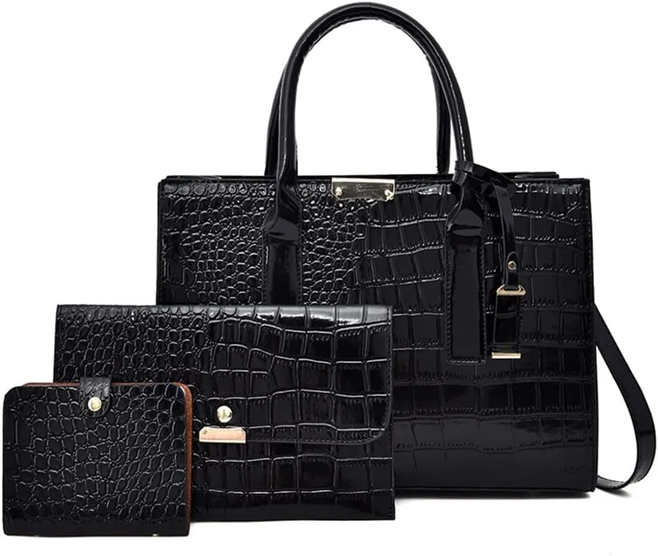 Stylish Women's Fashion Handbag Set - Large Tote, Top Handle Satchel, and Crossbody Purse with Clutch