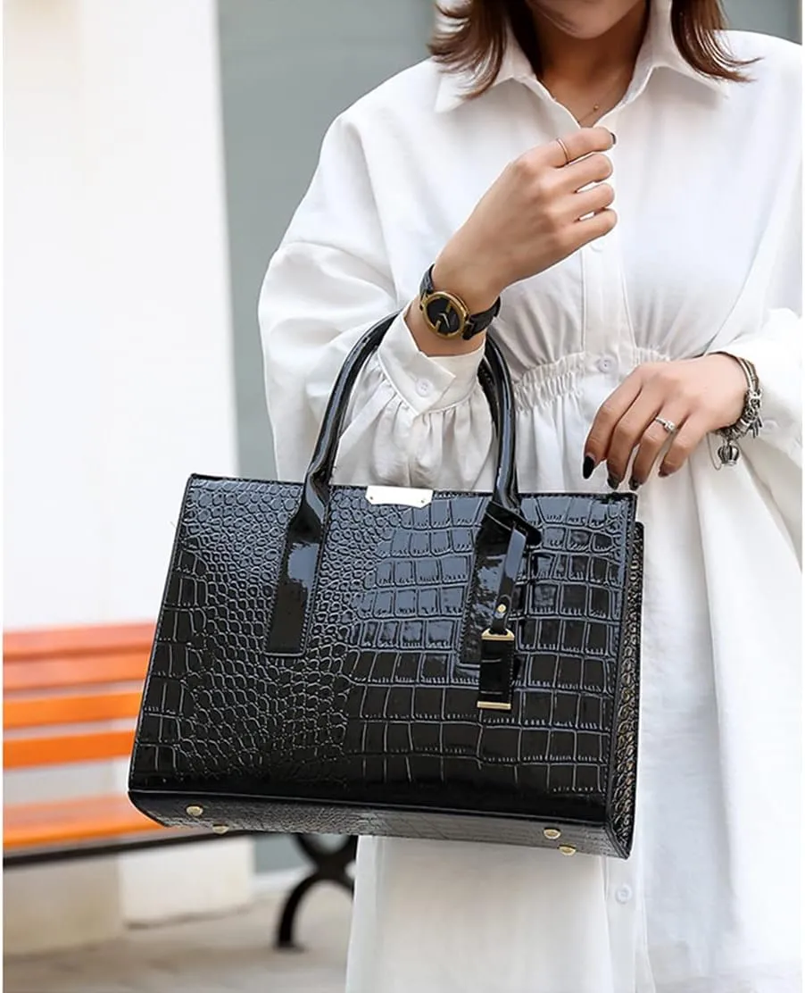 Stylish Women's Fashion Handbag Set - Large Tote, Top Handle Satchel, and Crossbody Purse with Clutch