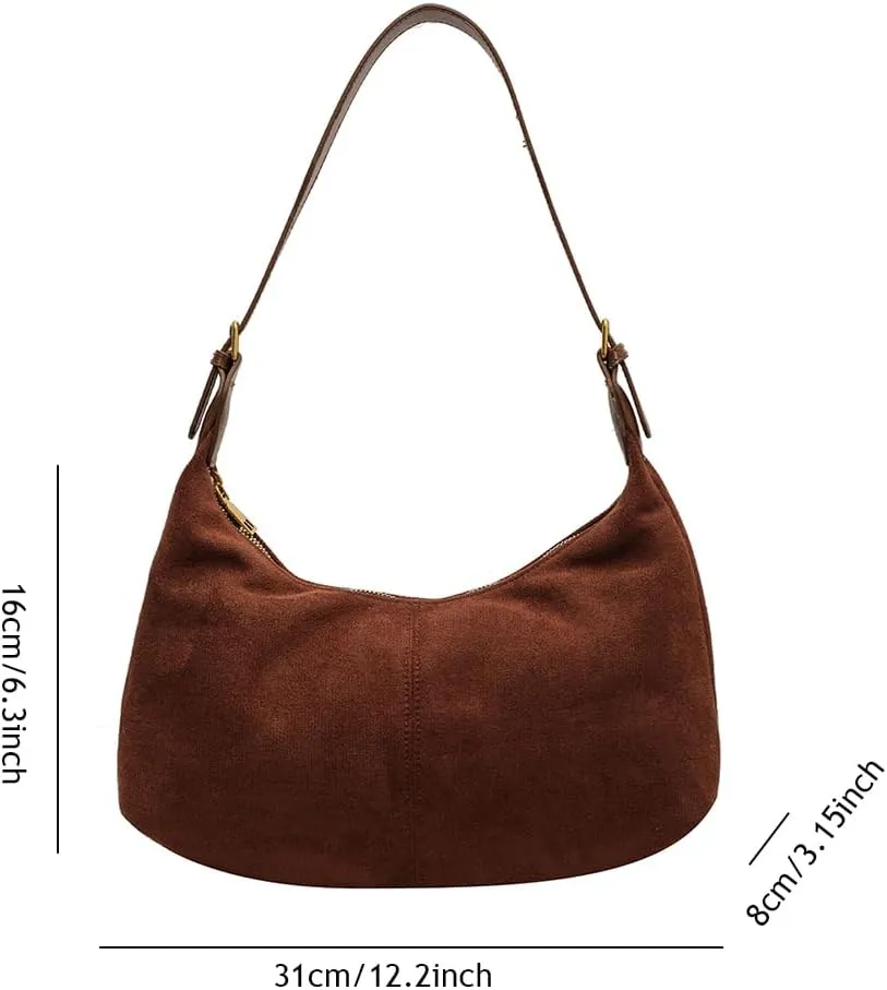 Suede Shoulder Bag Crescent Suede Purse for Women Brown Suede Handbags 2024 Fall Purse Stylish Suede Crossbody Bag