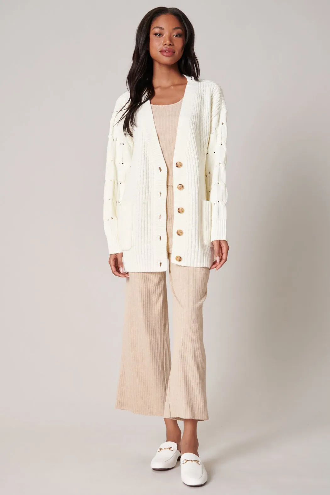 Sugarland Cable Knit Sleeve Cardigan