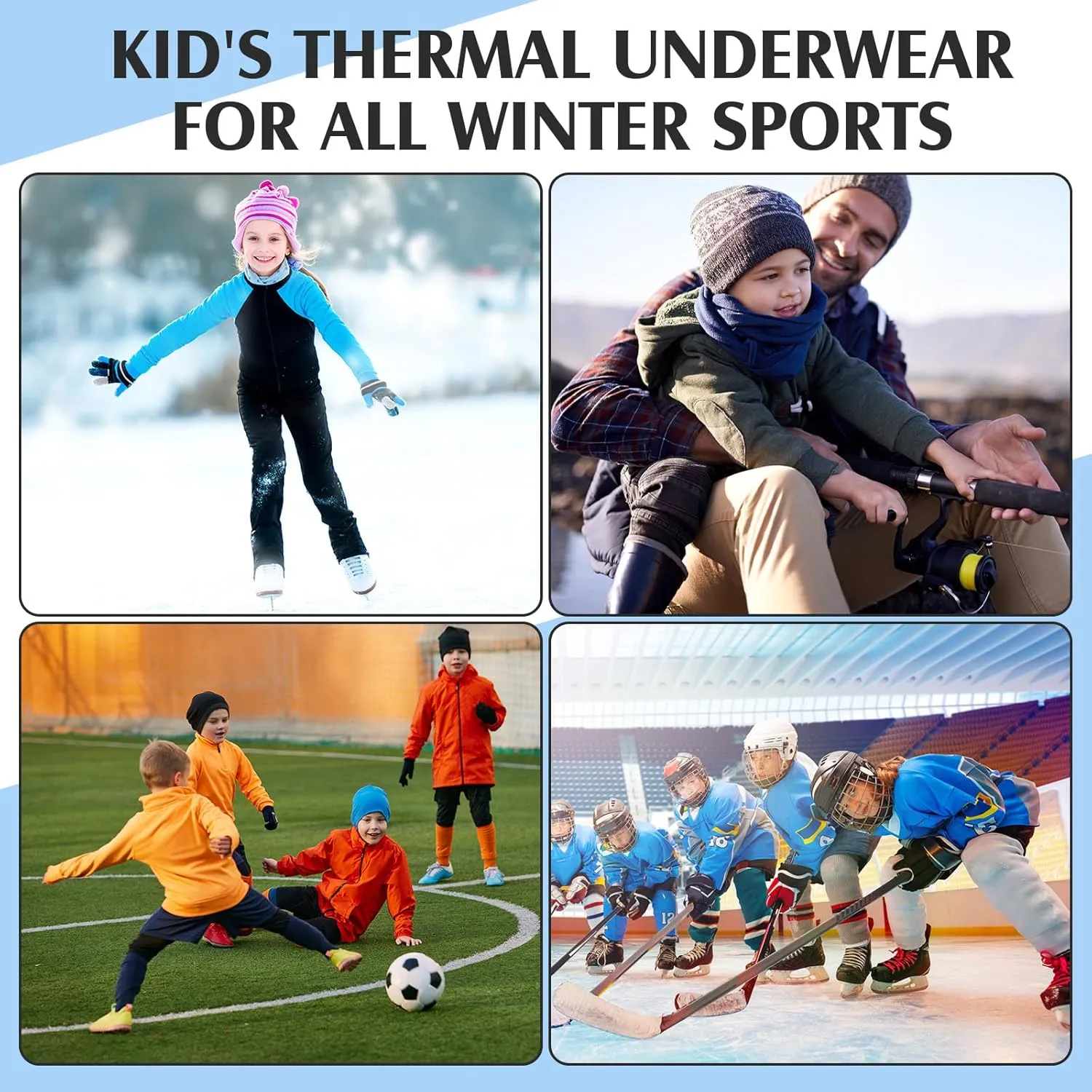 Suhine 3 Sets Youth Boys Girls Thermal Underwear Set Compression Fleece Lined Athletic Base Layer Long Sleeve Undershirt