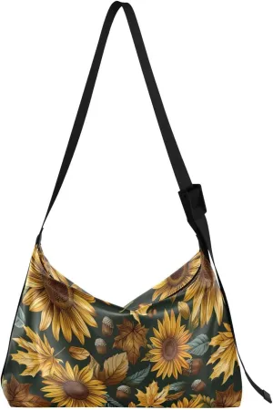 Sunflower Flowers Crossbody Bag for Women Men with Adjustable Strap PU Leather Shoulder Hobo Purse Bag 20855895
