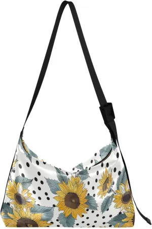 Sunflower Flowers Crossbody Bag for Women Men with Adjustable Strap PU Leather Shoulder Hobo Purse Bag 20855938
