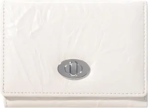 Sunwel Fashion Women Mini Textured Wallet Compact Folding Wallet with Card Slots & ID Window (CREAM)
