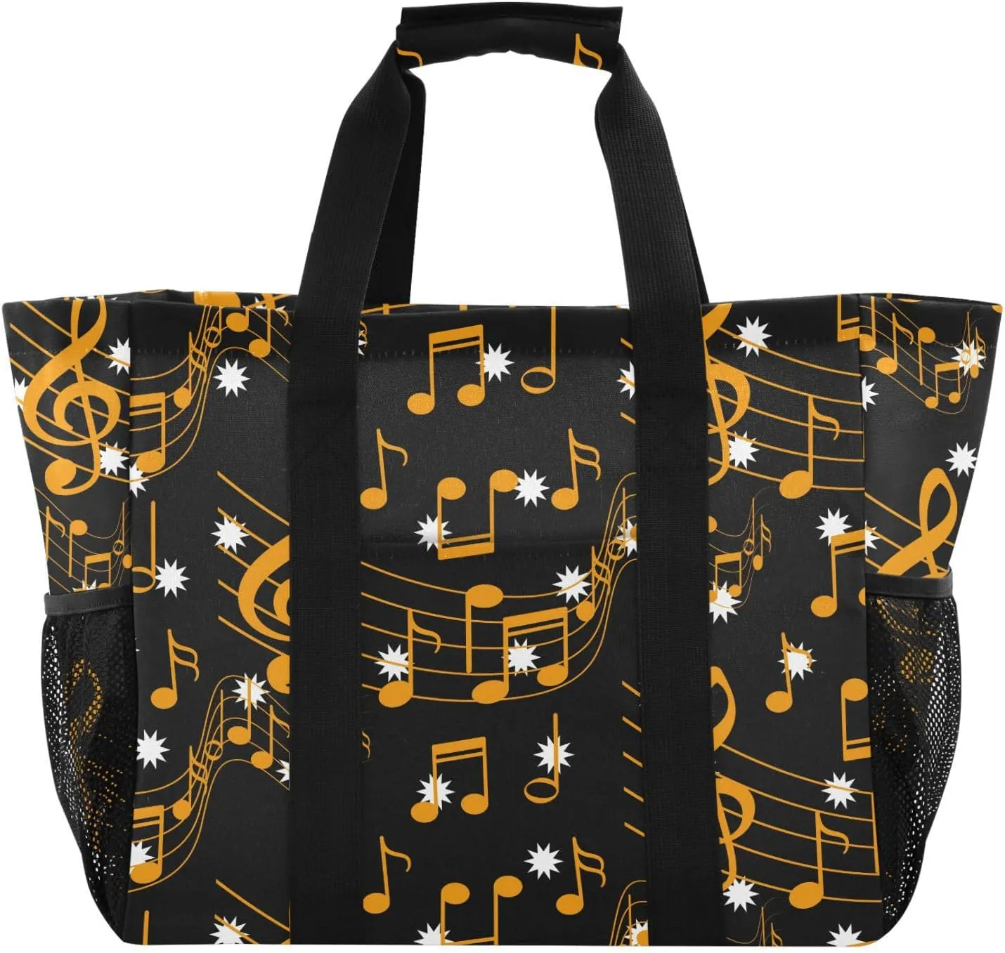 susiyo Stylish Music Note Large Grocery Tote Bag Reusable Collapsible Beach Bag Canvas Travel Bags for Picnic Trip Pool