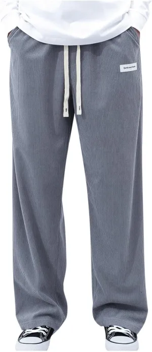 SUWBMHWE Corduroy Pants for Men Corduroy Baggy Wide Leg Joggers Pants Casual Cargo Pants Elastic Waist Sweatpants