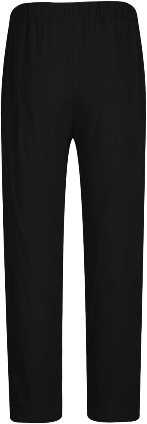 Sweatpants for Men 2024 Summer Trendy Cotton Linen Trousers Elastic Waist Sports Pants Straight Leg Pants with Pokets