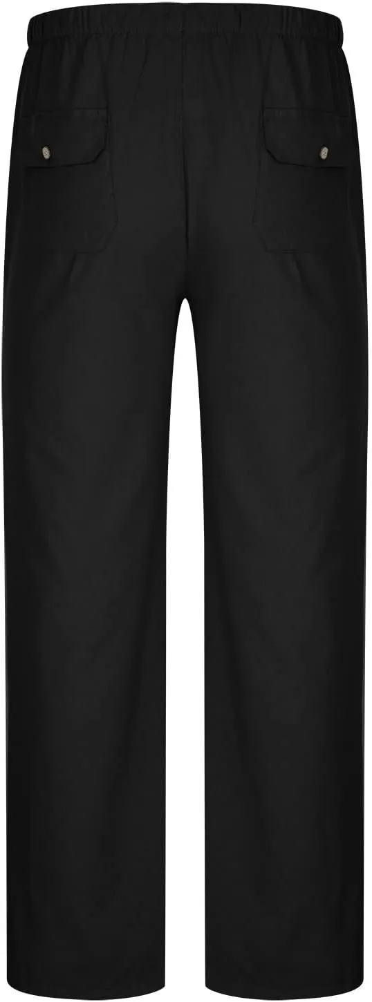 Sweatpants for Men 2024 Trendy Cotton Linen Casual Pants Straight Wide Leg Sweatpants Elastic Waist Drawstring Trouser