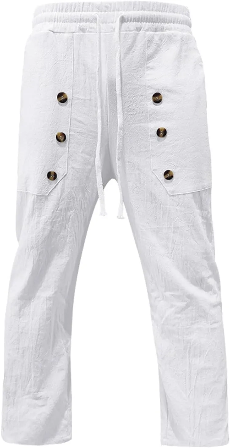 Sweatpants for Men Lounge Cargo Sports Tapered Solid Color Split Ripstop Fitted Elasticated Waist Joggers