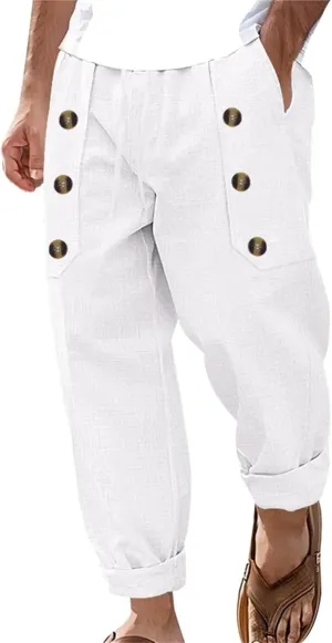 Sweatpants for Men Lounge Cargo Sports Tapered Solid Color Split Ripstop Fitted Elasticated Waist Joggers