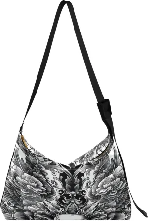 Tattoo Design Shoulder Bag for Women Waterproof PU Leather Hobo Bags Crossbody Purse with Zipper Closure