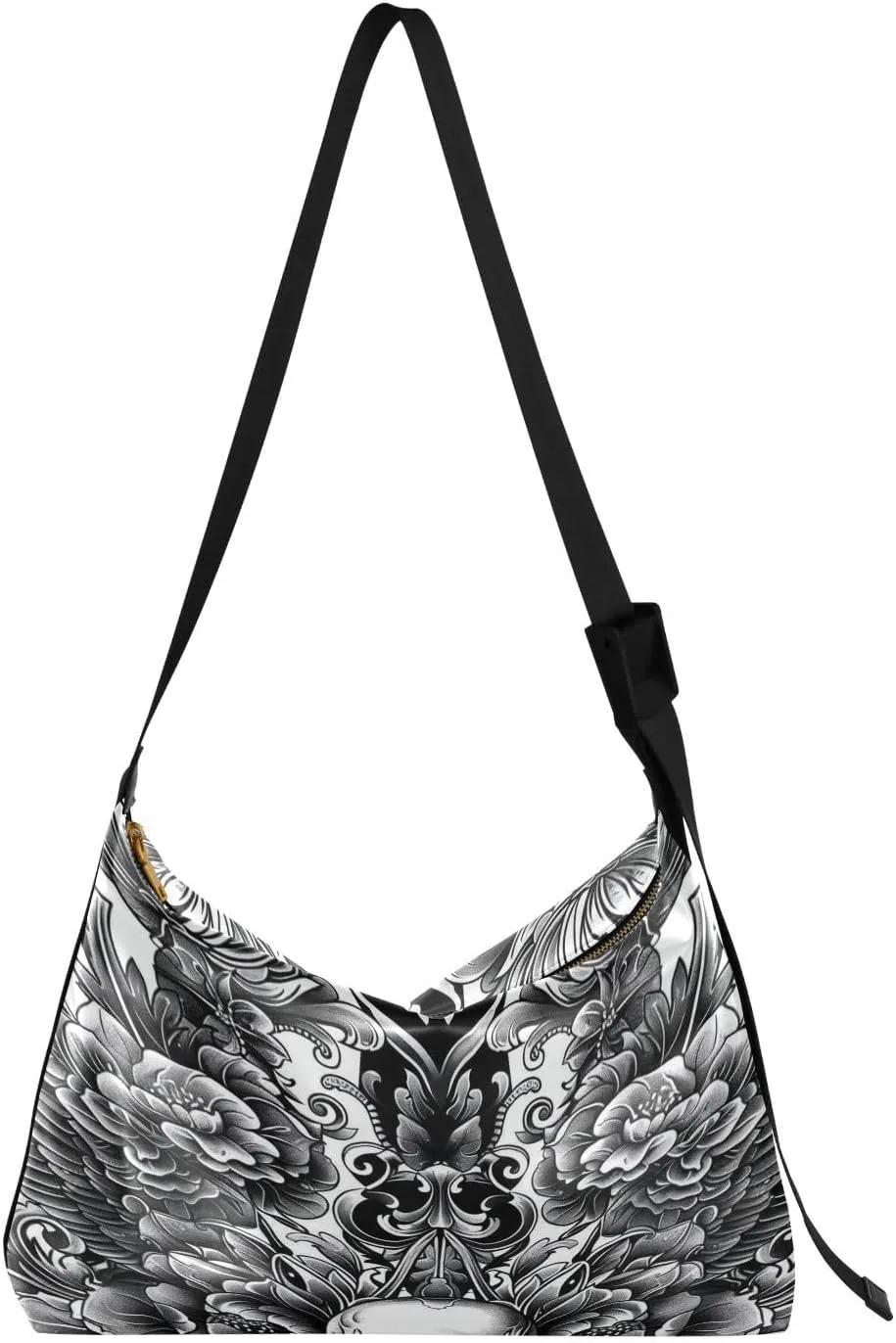 Tattoo Design Shoulder Bag for Women Waterproof PU Leather Hobo Bags Crossbody Purse with Zipper Closure