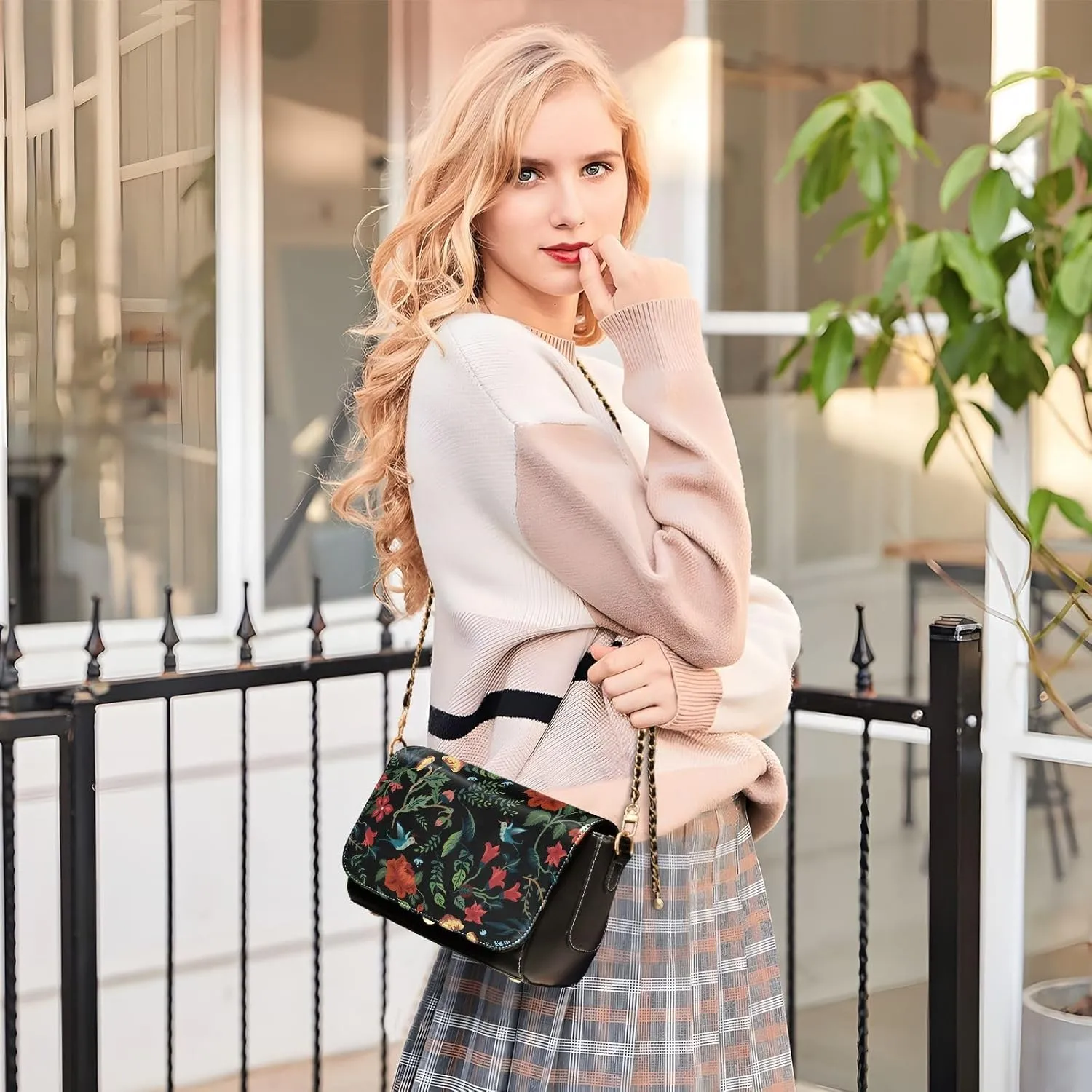 Tote Bag for Women PU Leather Shoulder Bags Fashion Hobo Handbags with Adjustable Chain Shoulder Strap