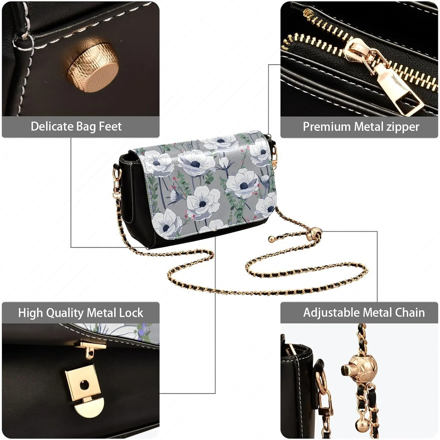 Tote Bag for Women PU Leather Shoulder Bags Fashion Hobo Handbags with Adjustable Chain Shoulder Strap