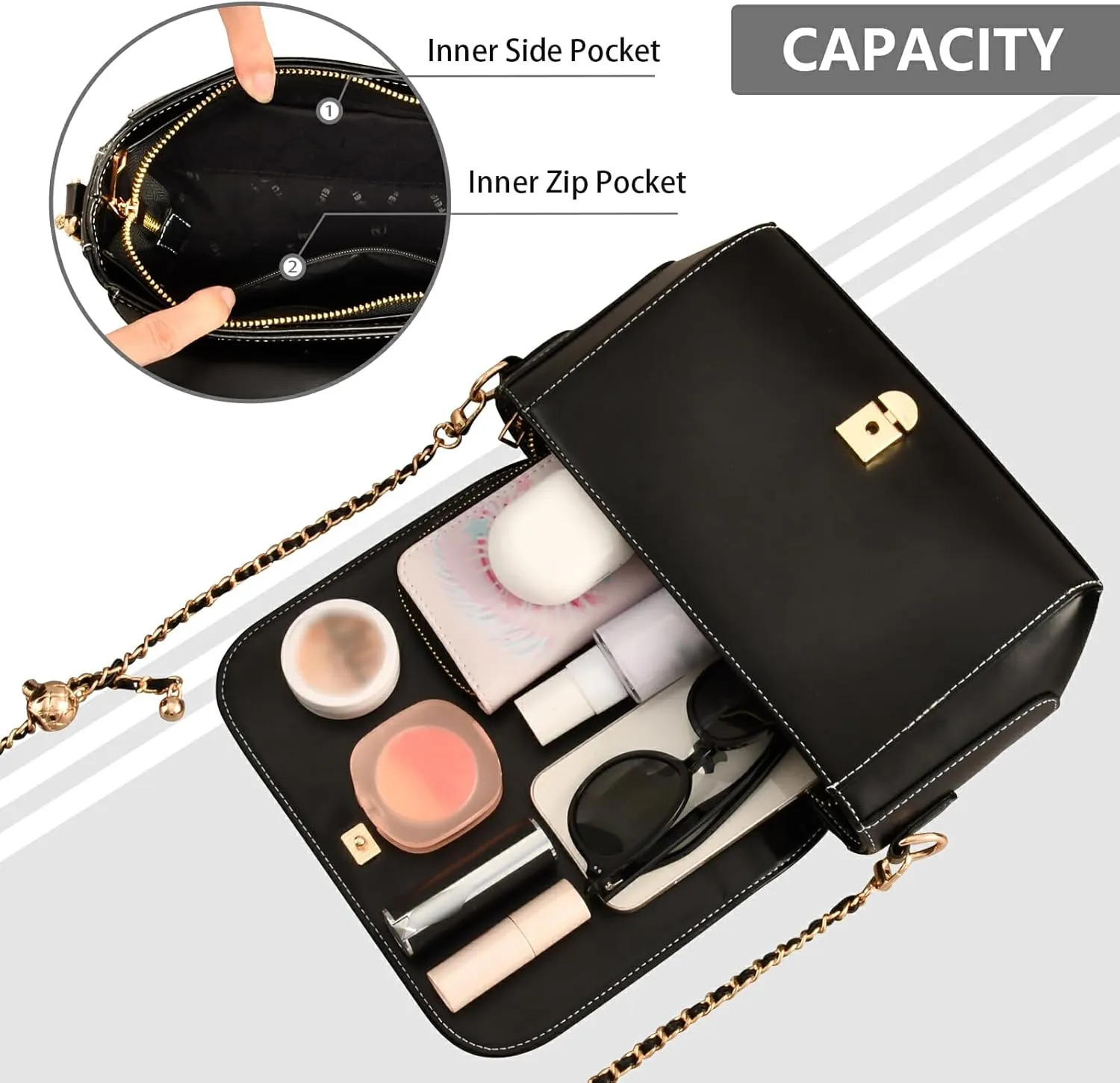 Tote Bag for Women PU Leather Shoulder Bags Fashion Hobo Handbags with Adjustable Chain Shoulder Strap