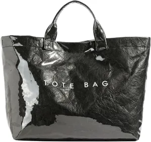 Tote Bag for Women - PVC Letter Handbag, Large Kraft Paper Top Handle Hobo Bag