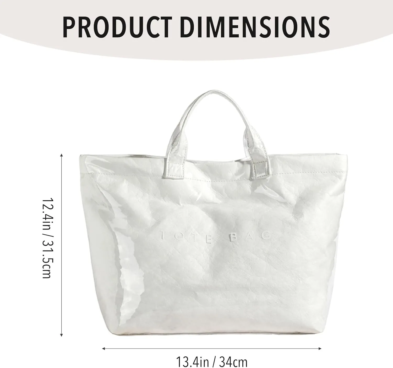 Tote Bag for Women - PVC Letter Handbag, Large Kraft Paper Top Handle Hobo Bag