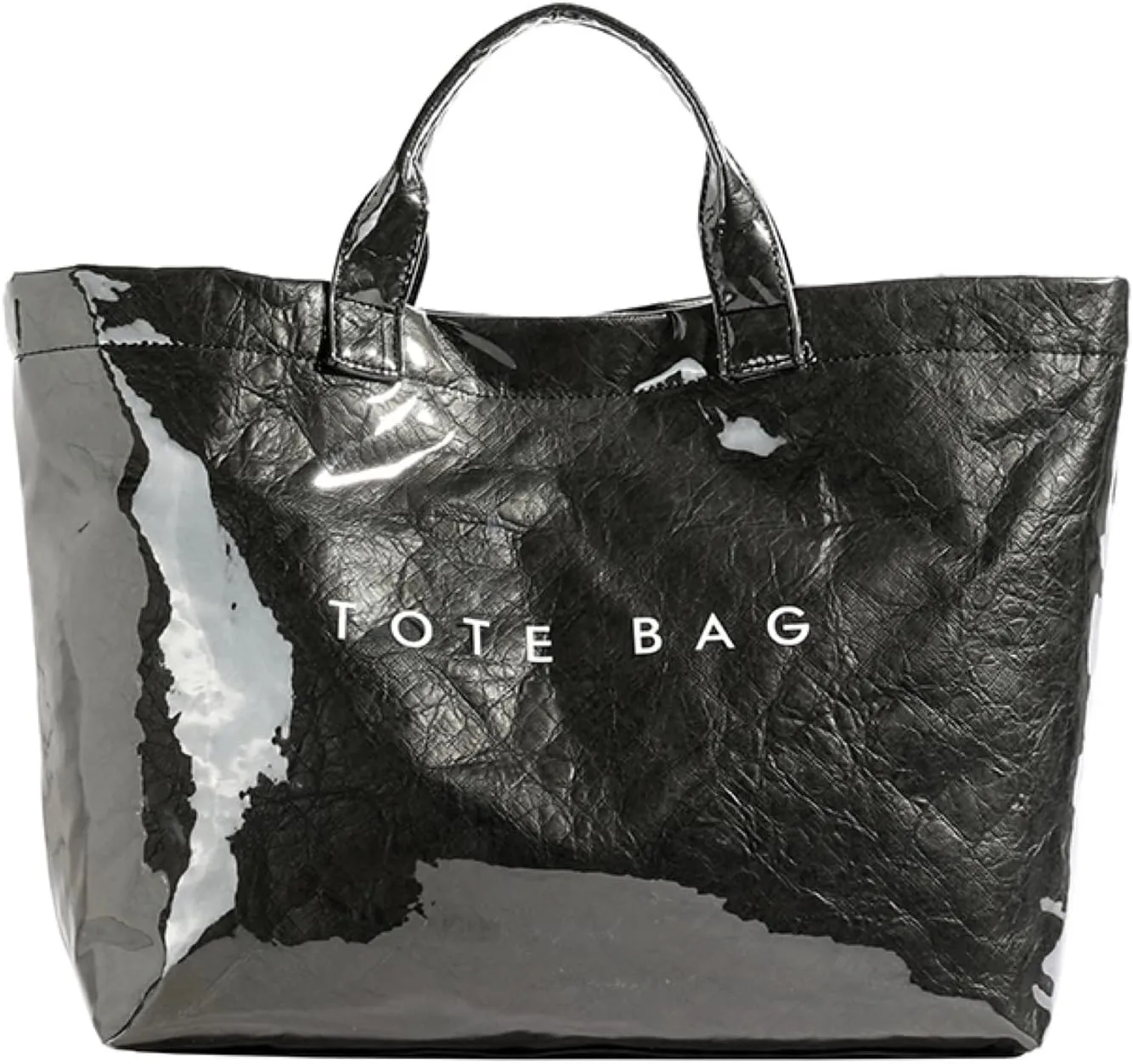 Tote Bag for Women - PVC Letter Handbag, Large Kraft Paper Top Handle Hobo Bag