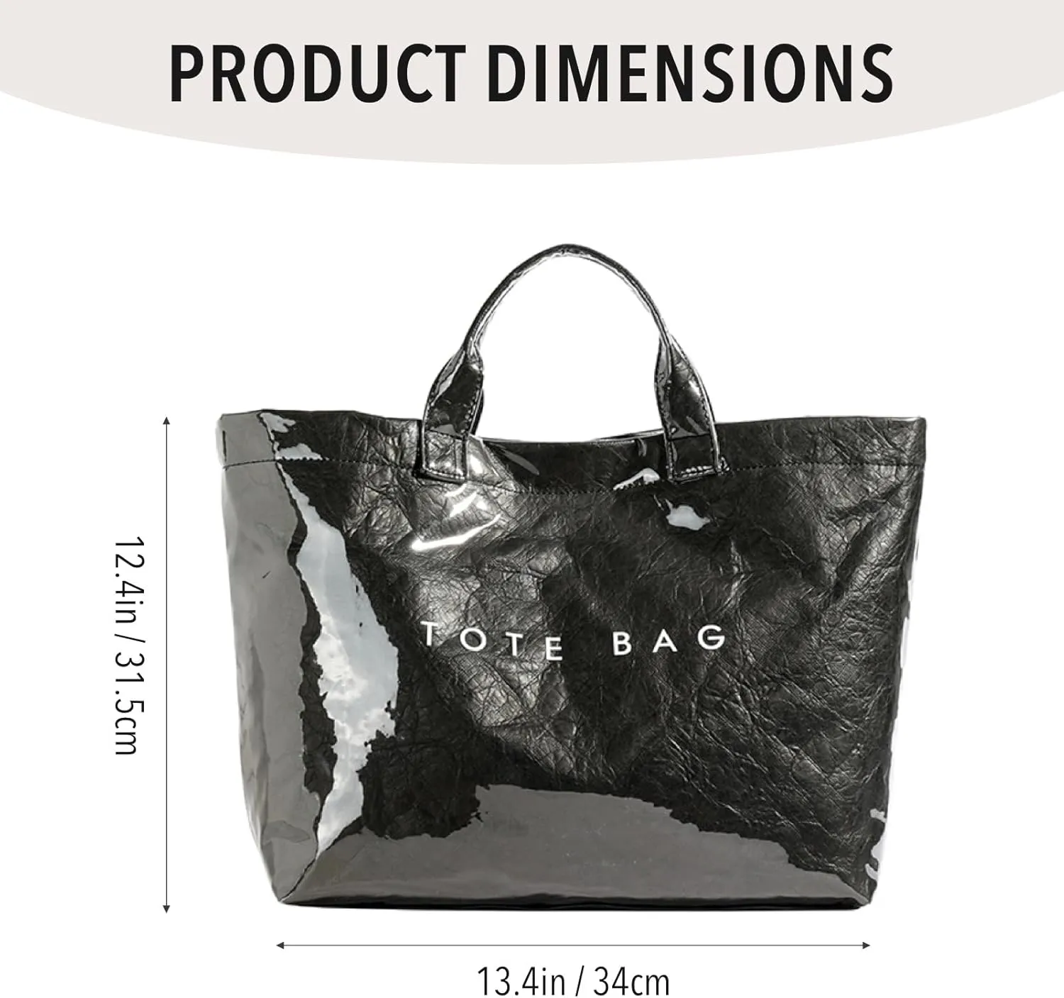Tote Bag for Women - PVC Letter Handbag, Large Kraft Paper Top Handle Hobo Bag
