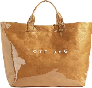 Tote Bag for Women - PVC Letter Handbag, Large Kraft Paper Top Handle Hobo Bag