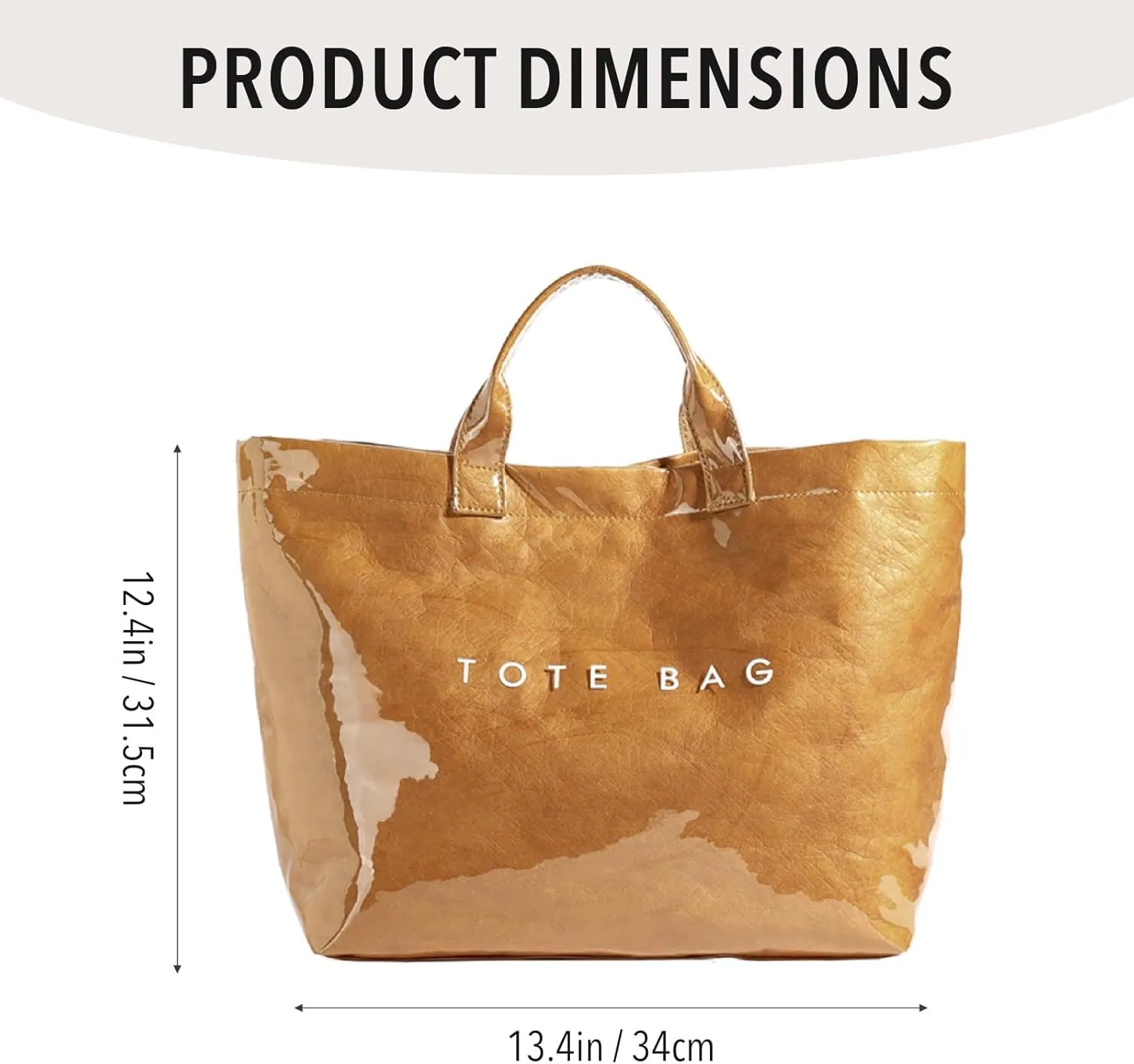 Tote Bag for Women - PVC Letter Handbag, Large Kraft Paper Top Handle Hobo Bag