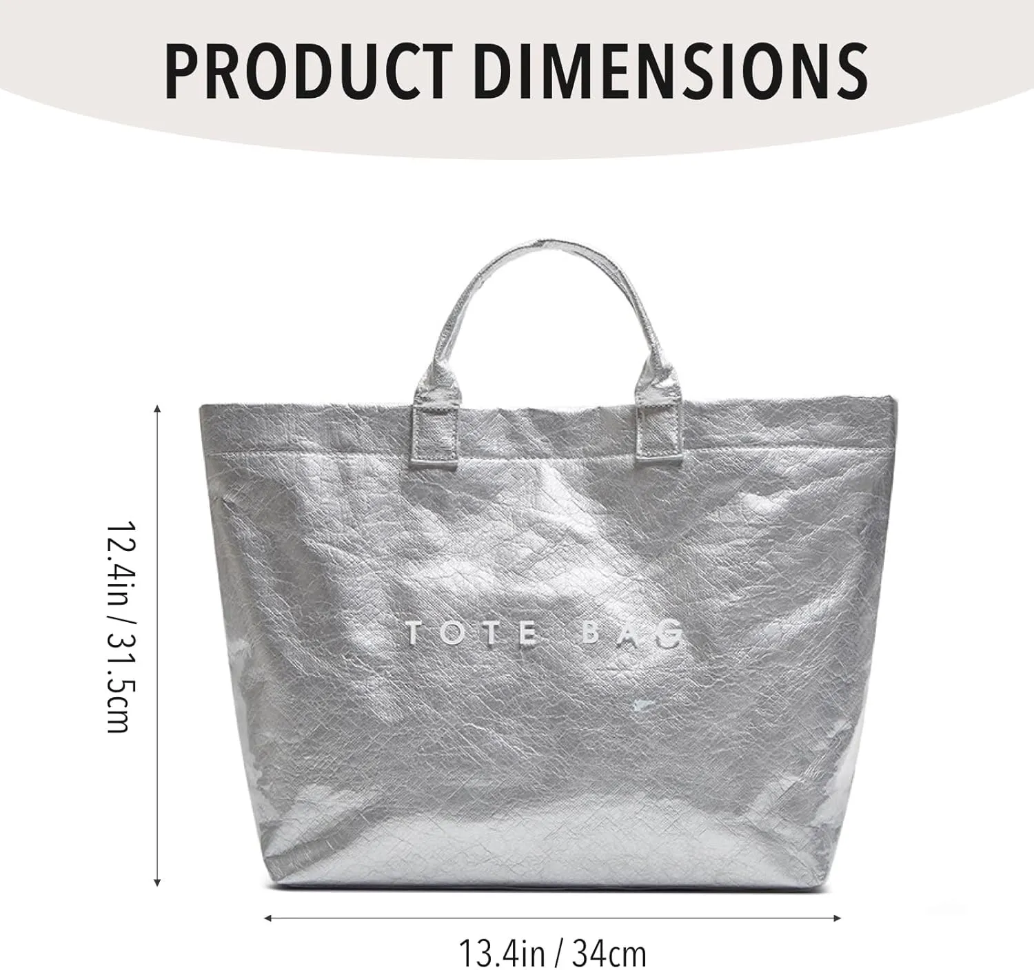 Tote Bag for Women - PVC Letter Handbag, Large Kraft Paper Top Handle Hobo Bag
