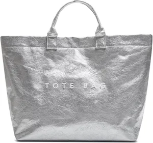 Tote Bag for Women - PVC Letter Handbag, Large Kraft Paper Top Handle Hobo Bag