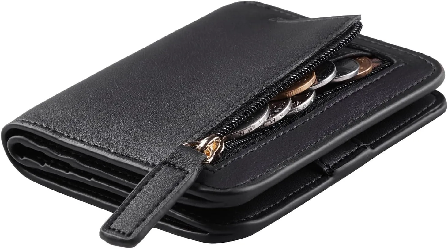 Toughergun Wallet Women Rfid Blocking Small Compact Bifold Luxury Leather Pocket Wallet Ladies Mini Purse with ID Window