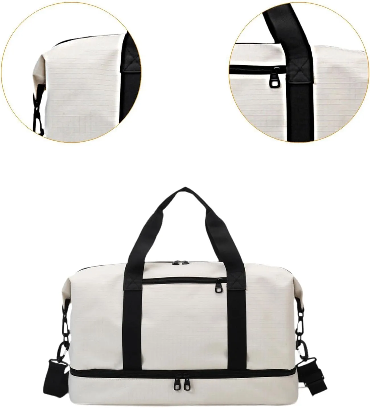 Travel Duffel Bag for Airlines And Gym Use Compact Tote for Weekend Getaways, White