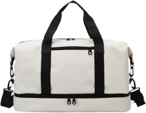 Travel Duffel Bag for Airlines And Gym Use Compact Tote for Weekend Getaways, White