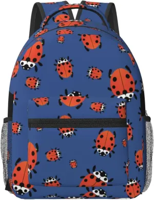 Travel Multifunctional Business Backpack for Women - Stylish and Sturdy, Laptop Backpack Compatible with Ladybug Red Black Dots Blue