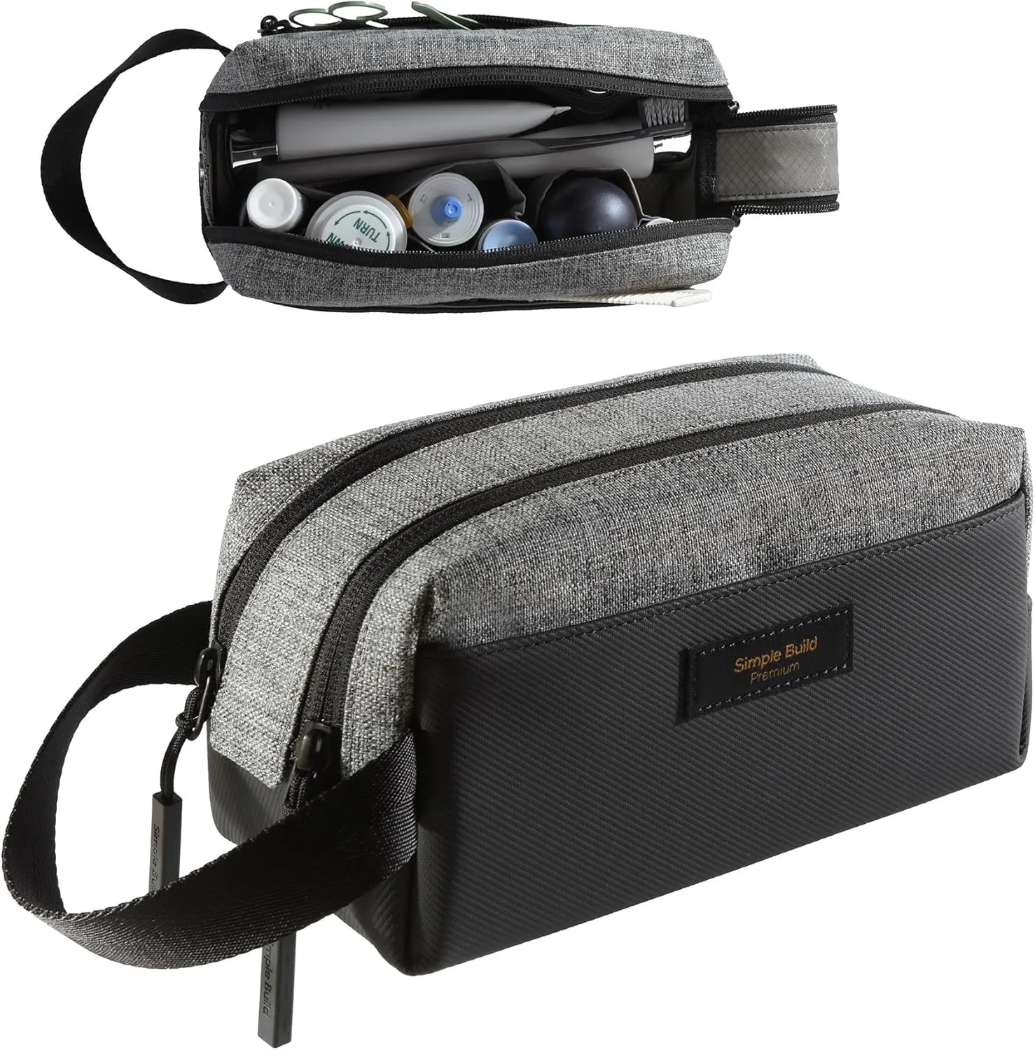 Travel Toiletry Bag for Men Waterproof Shaving Kit Compact Dopp Bag Toiletries Organizer for Accessories and Essentials - (Heather Gray, Small)