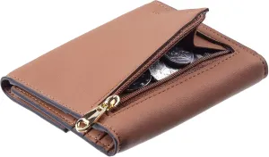 Travelambo RFID Blocking Small Mini Compact Wallet Coin Pouch Holder Trifold Credit Card Holder Pocket Purse for Women