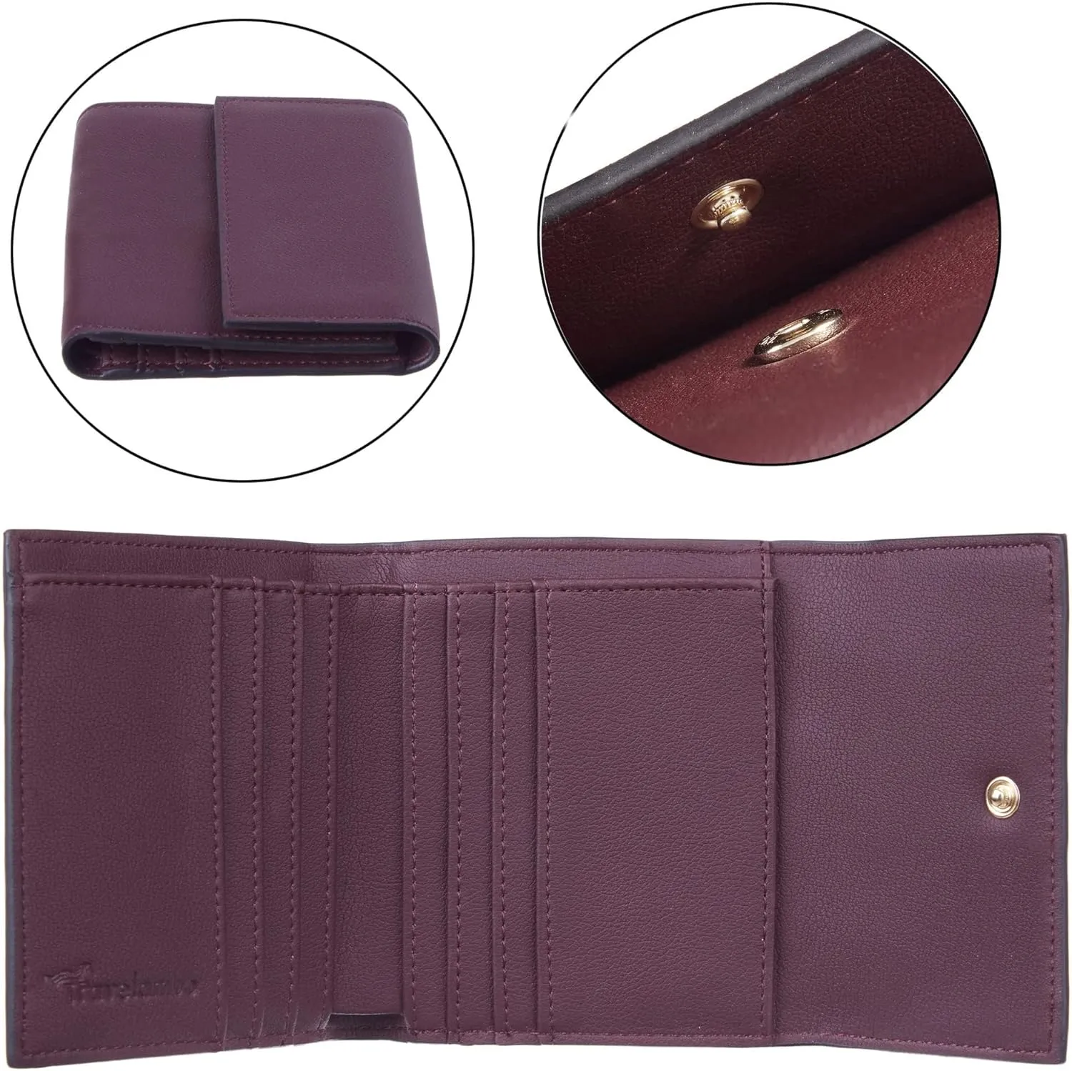 Travelambo RFID Blocking Small Mini Compact Wallet Coin Pouch Holder Trifold Credit Card Holder Pocket Purse for Women