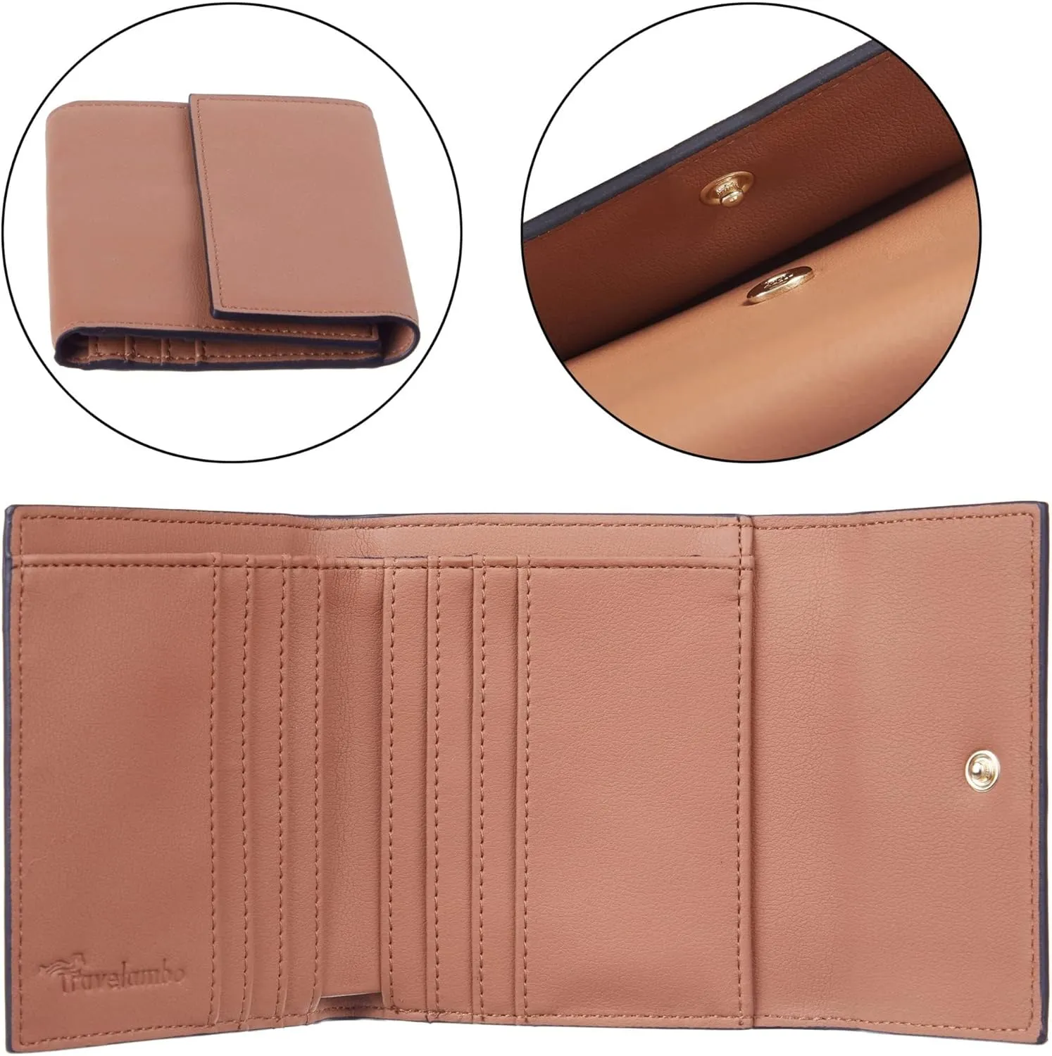 Travelambo RFID Blocking Small Mini Compact Wallet Coin Pouch Holder Trifold Credit Card Holder Pocket Purse for Women