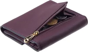 Travelambo RFID Blocking Small Mini Compact Wallet Coin Pouch Holder Trifold Credit Card Holder Pocket Purse for Women