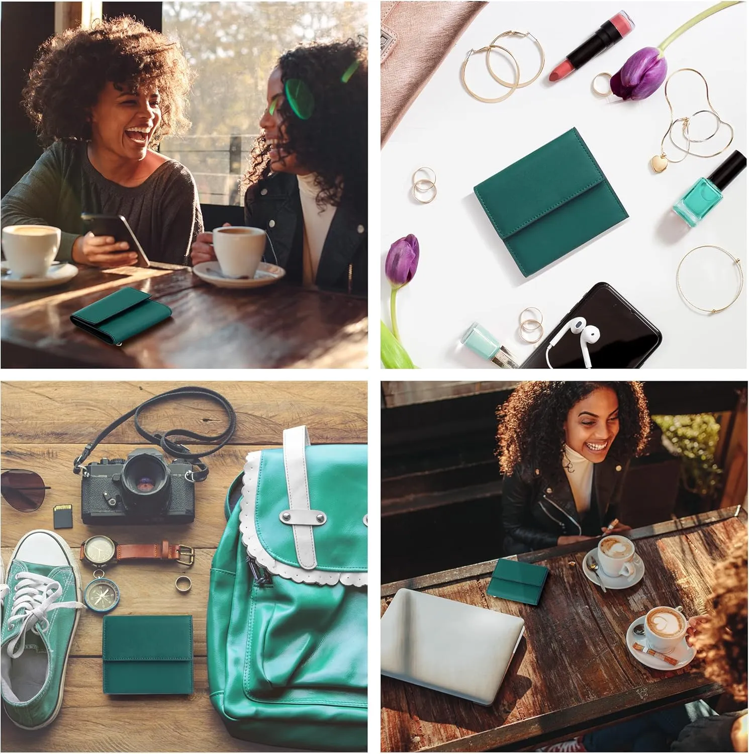 Travelambo RFID Blocking Small Mini Compact Wallet Coin Pouch Holder Trifold Credit Card Holder Pocket Purse for Women