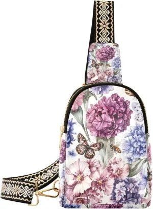 Trendy Oil Painting with Colorful Retro Flowers fanny pack diaper sturdy sling bag for women for travel