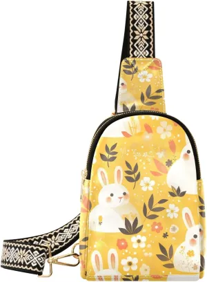trendy Yellow Cute White Bunnies Safari fanny pack diaper multipurpose for women fanny pack for travel