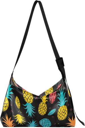 Tropical Pineapple Crossbody Bag for Women Men with Adjustable Strap PU Leather Shoulder Hobo Purse Bag 20855821