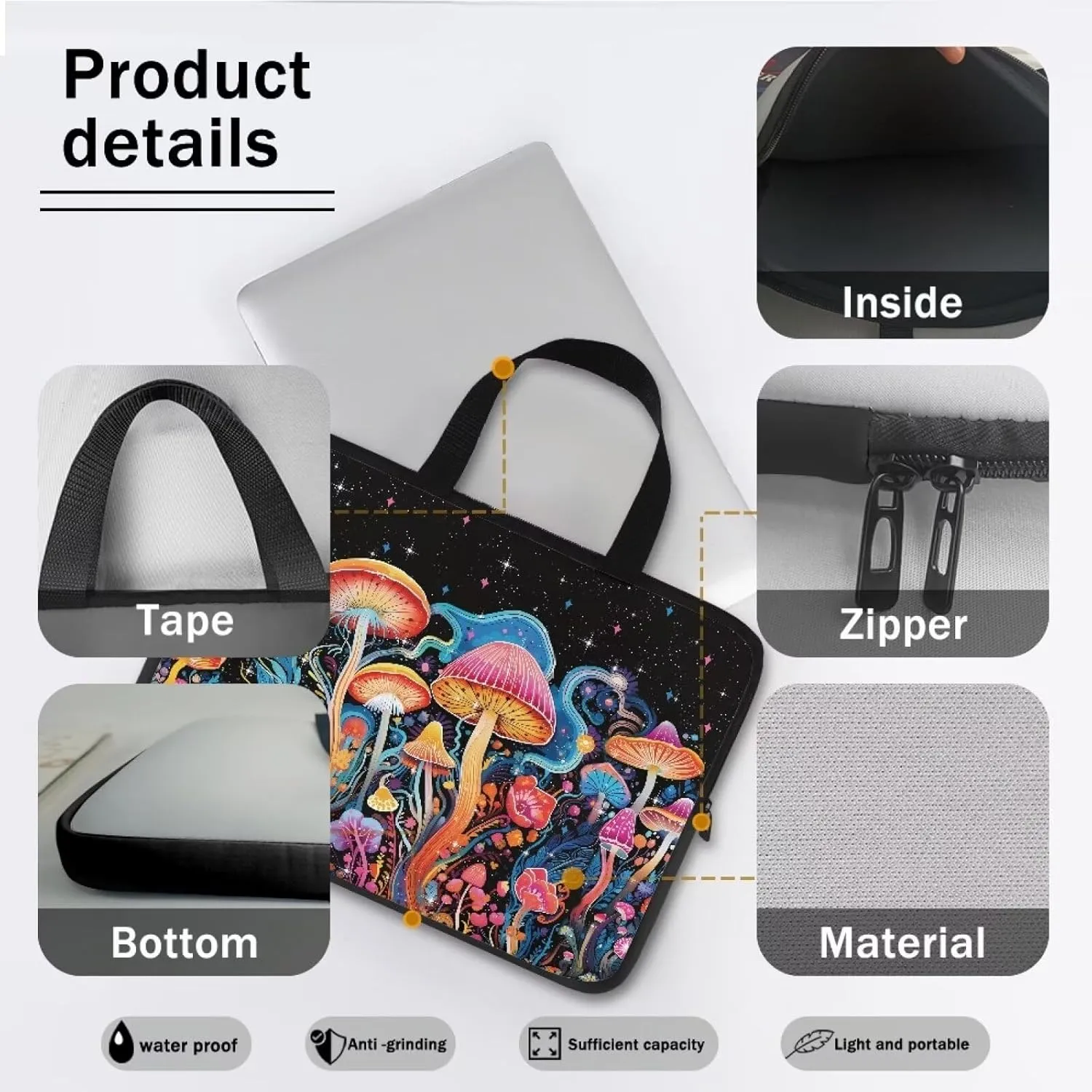 Uasibuni Stylish Floral Laptop Tote Bag for Women Laptop Sleeve Case 15.6In Laptop Messenger Bag Small Laptop Bag