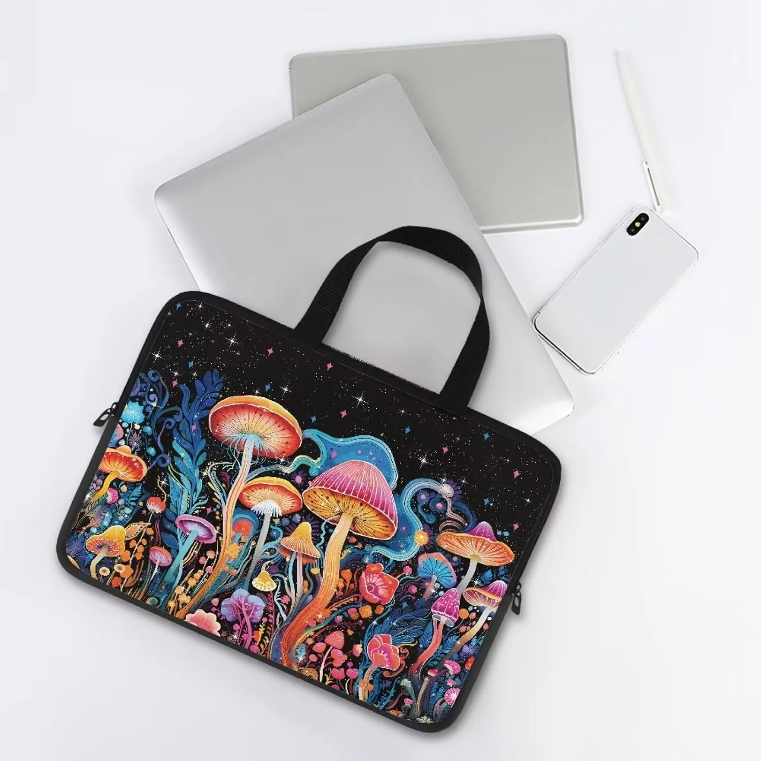 Uasibuni Stylish Floral Laptop Tote Bag for Women Laptop Sleeve Case 15.6In Laptop Messenger Bag Small Laptop Bag