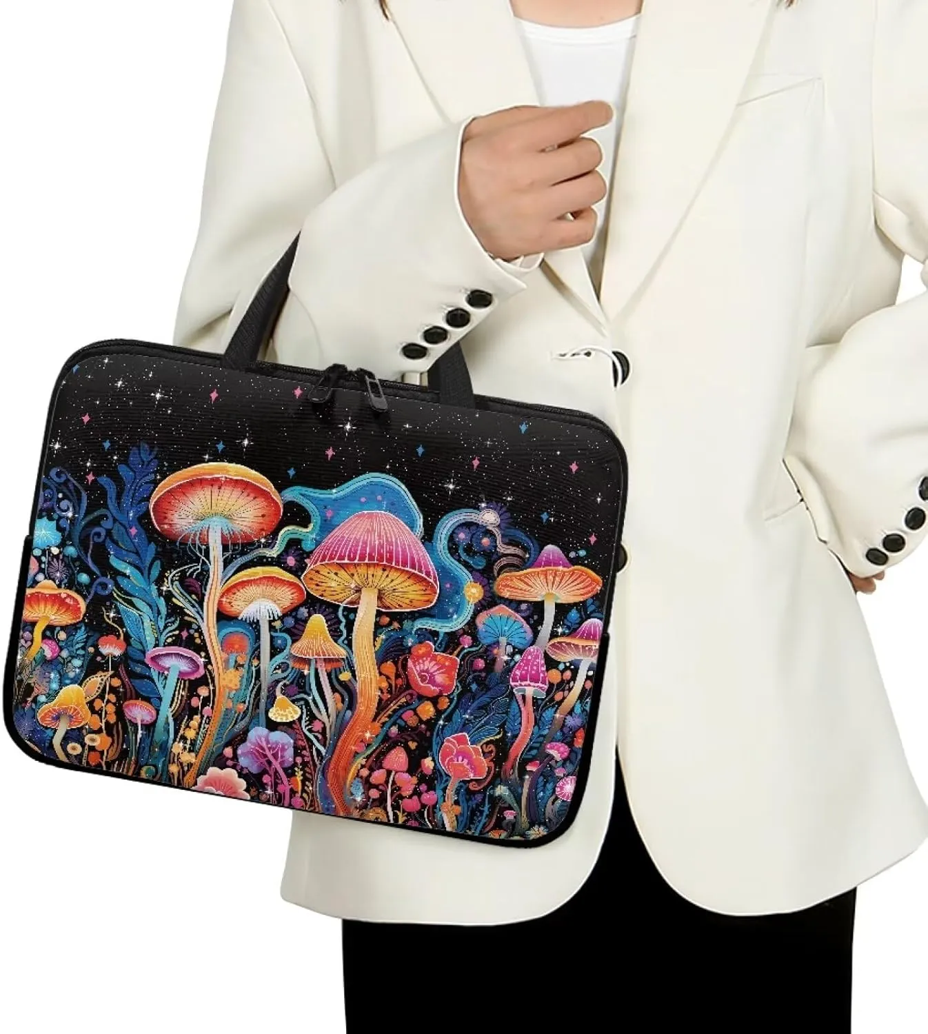 Uasibuni Stylish Floral Laptop Tote Bag for Women Laptop Sleeve Case 15.6In Laptop Messenger Bag Small Laptop Bag