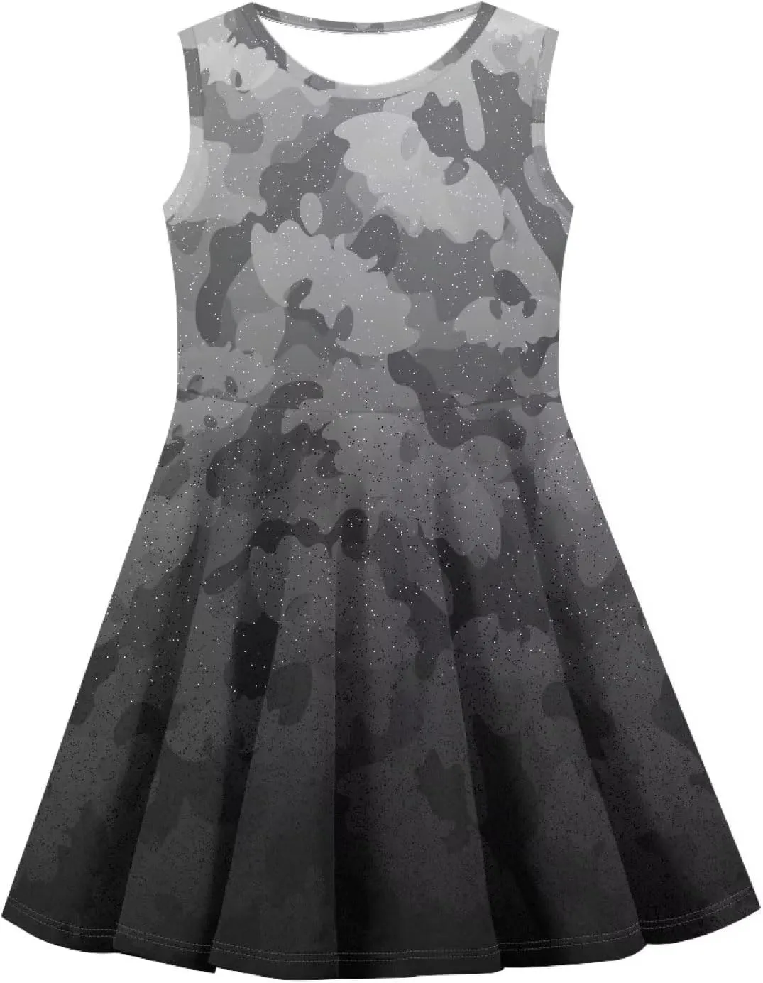 Uasibuni Stylish Girl's Crew Neck Knit Sleeveless Ruffle Summer Casual Sundress A-line Swing Dress for 3-16 Years Kids Skirt