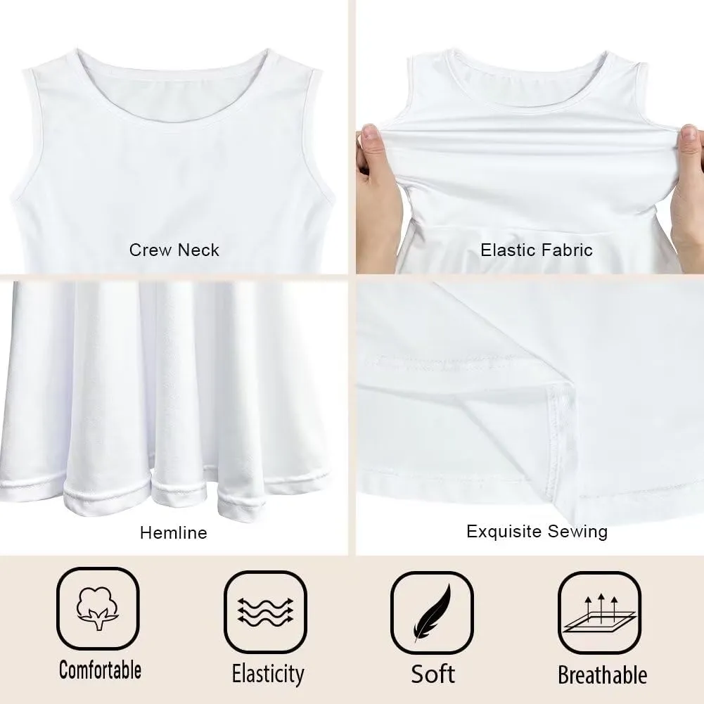 Uasibuni Stylish Girl's Crew Neck Knit Sleeveless Ruffle Summer Casual Sundress A-line Swing Dress for 3-16 Years Kids Skirt