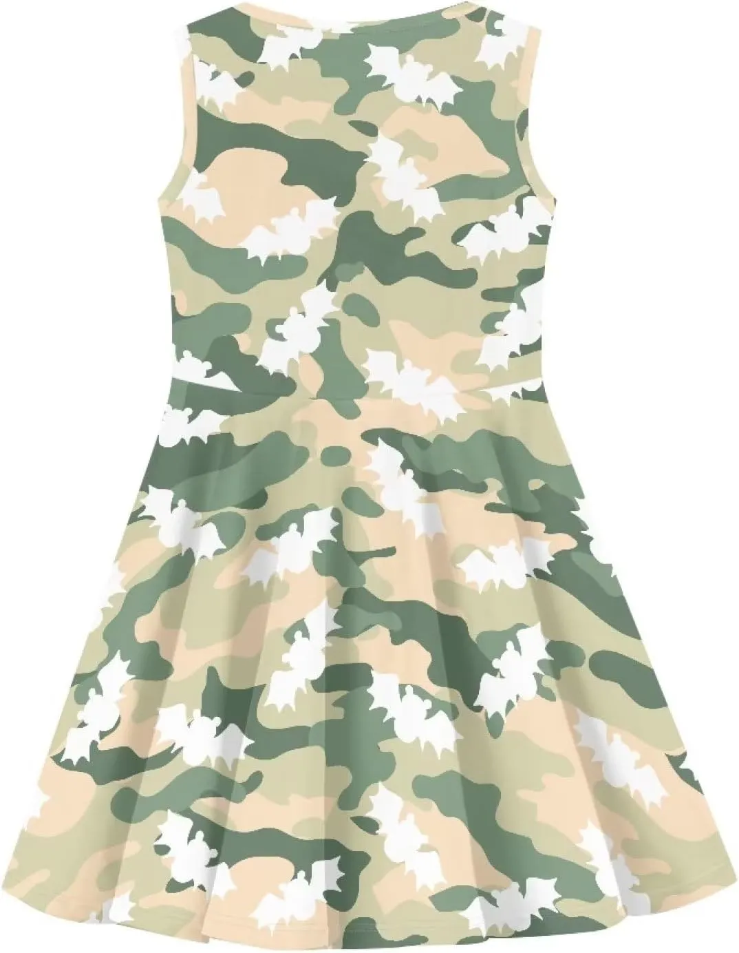 Uasibuni Stylish Girl's Crew Neck Knit Sleeveless Ruffle Summer Casual Sundress A-line Swing Dress for 3-16 Years Kids Skirt