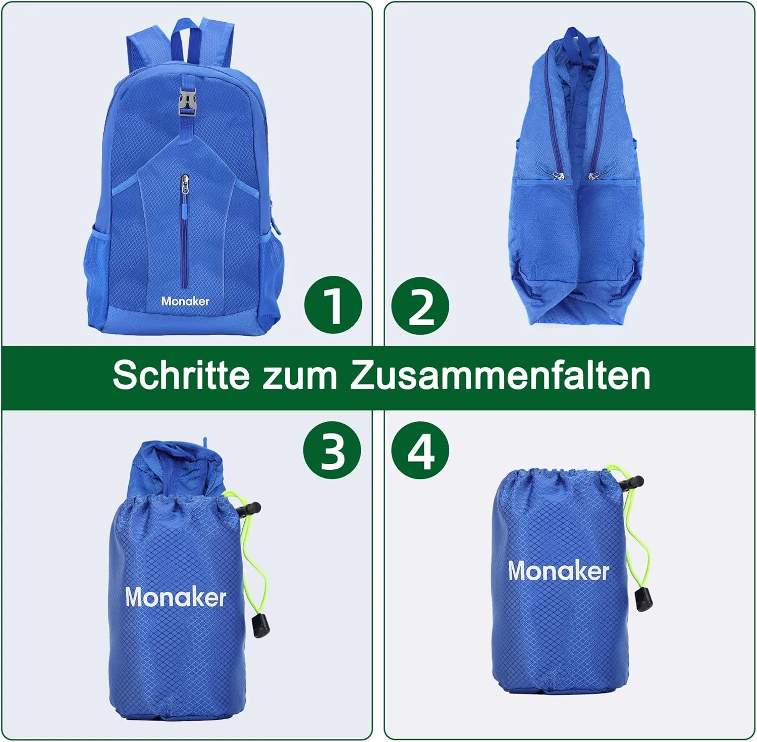 Ultralight 20L Foldable Backpack, Multi-Pocket Design, Compact to Palm-Sized, Ideal for Hiking, Travel & Daily Use