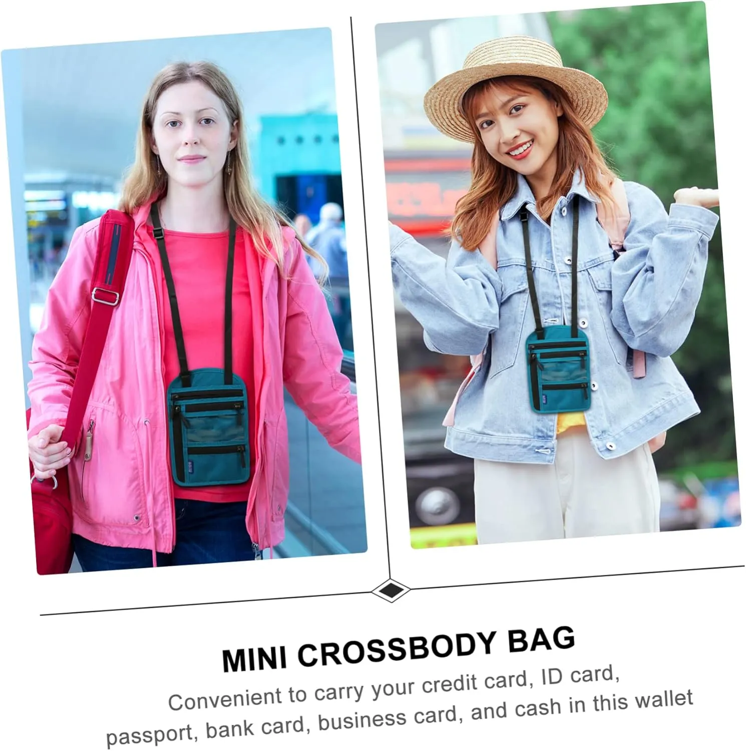 VALICLUD Id Passport Bag Compact Mini Crossbody Bag Card Wallet Pouch for Travel Daily Use Random